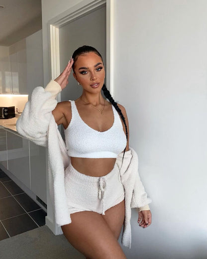 Women's Cozy Breathable 3PCS Bra/Shorts/Hoodie Lounge Set - TWSignificant™