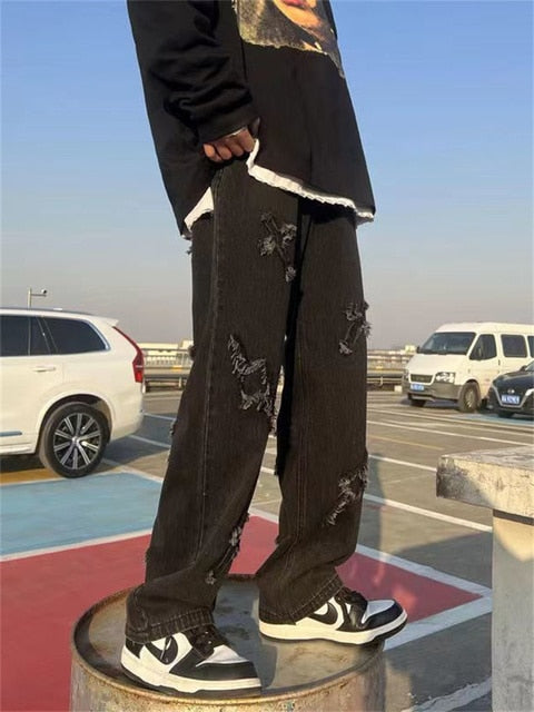 Printed Cross Loose Jeans - TWSignificant™