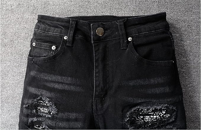 High Quality Black Bandanna Ripped Jeans - TWSignificant™