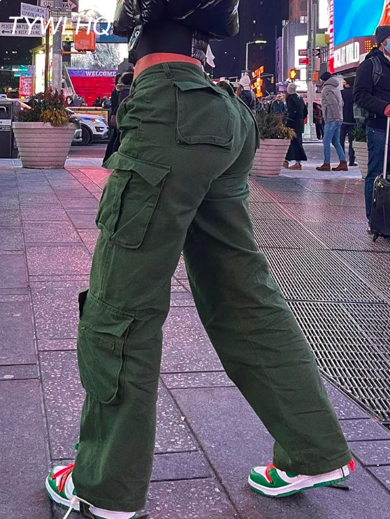 Woman's Cargo Solid Baggy Pants With loose straps - TWSignificant™