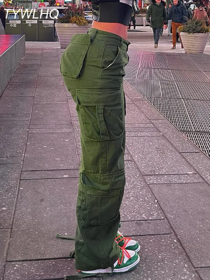 Woman's Cargo Solid Baggy Pants With loose straps - TWSignificant™