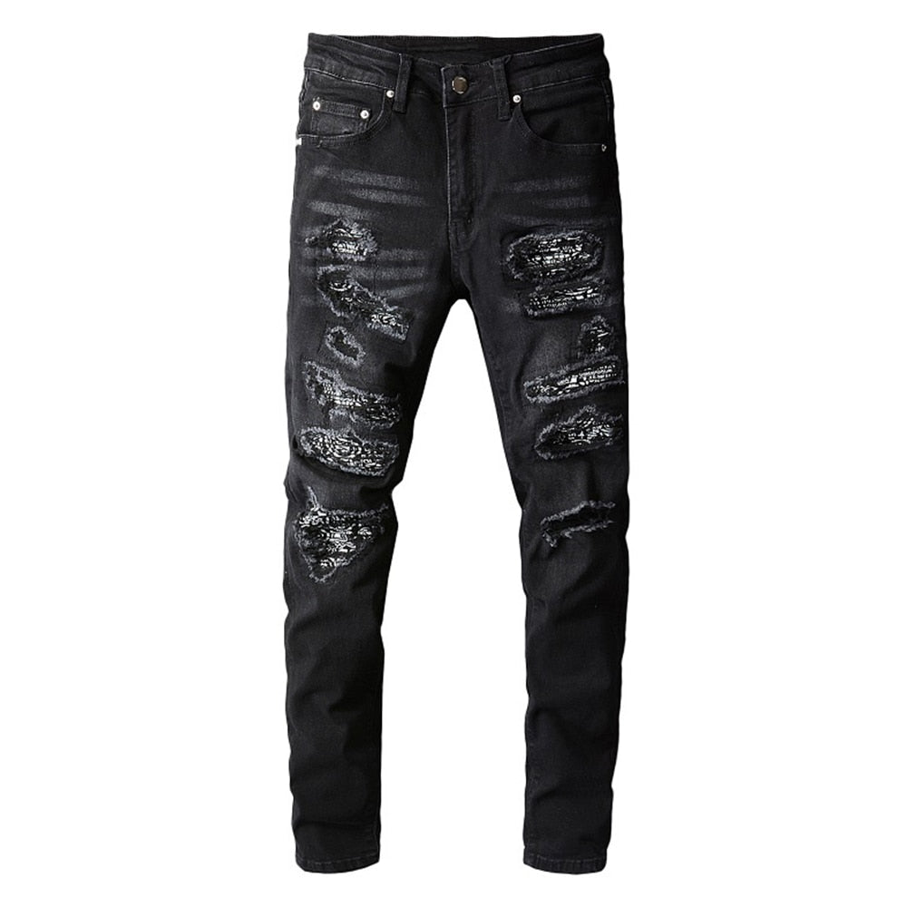 High Quality Black Bandanna Ripped Jeans - TWSignificant™