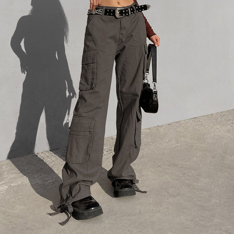 Woman's Cargo Solid Baggy Pants With loose straps - TWSignificant™