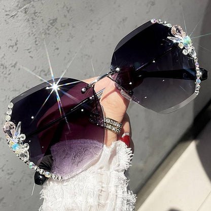 Womens Pink Rhinestone Gradient Sunglasses - TWSignificant™