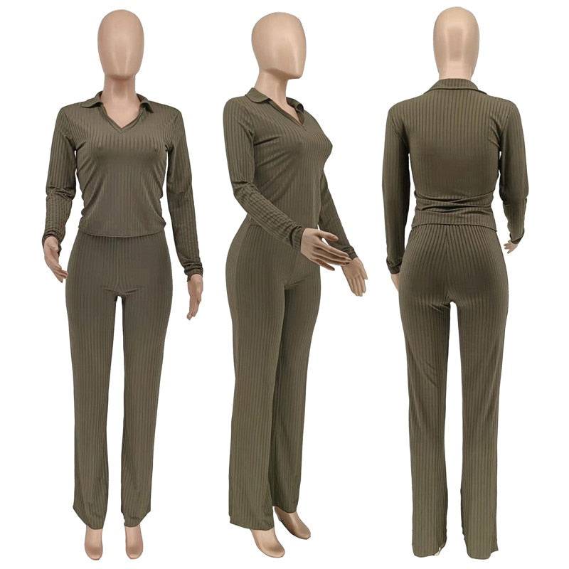 Women's 2 piece Solid Knit tracksuit - TWSignificant™