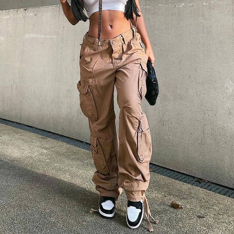 Woman's Cargo Solid Baggy Pants With loose straps - TWSignificant™
