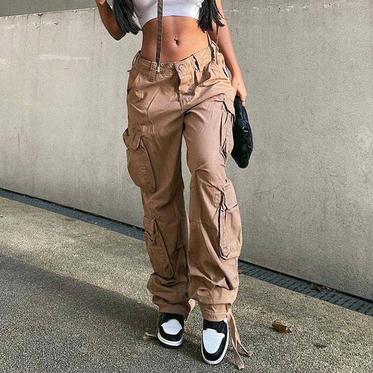 Woman's Cargo Solid Baggy Pants With loose straps - TWSignificant™
