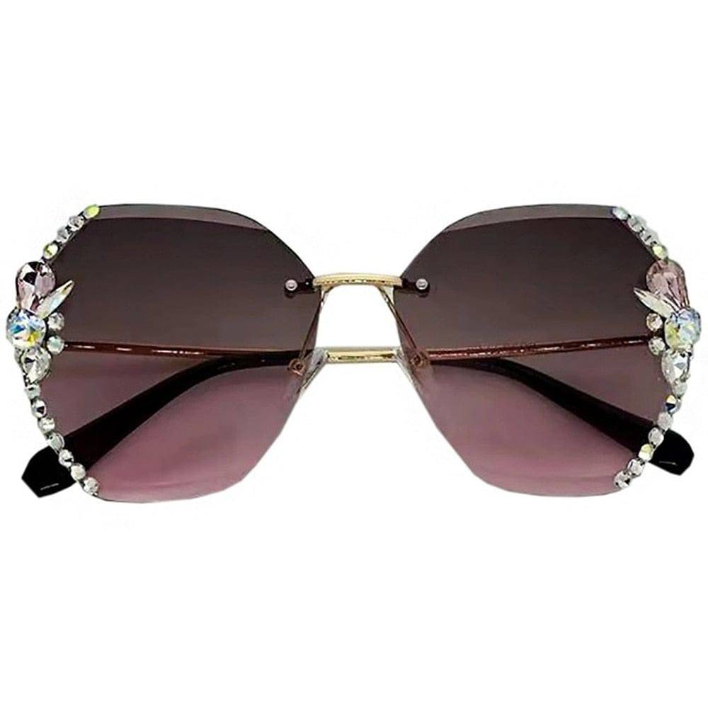 Womens Pink Rhinestone Gradient Sunglasses - TWSignificant™