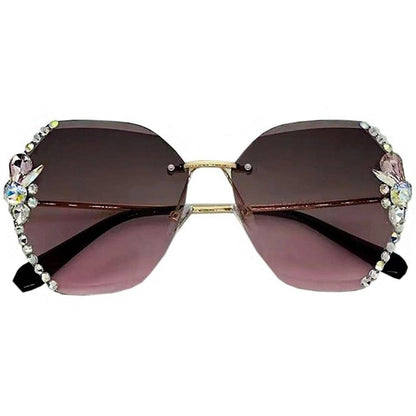 Womens Pink Rhinestone Gradient Sunglasses - TWSignificant™