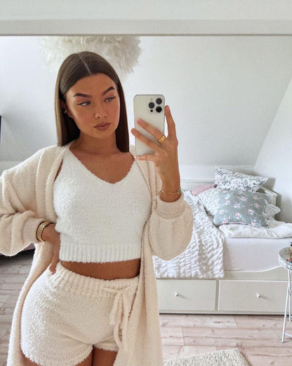 Women's Cozy Breathable 3PCS Bra/Shorts/Hoodie Lounge Set - TWSignificant™