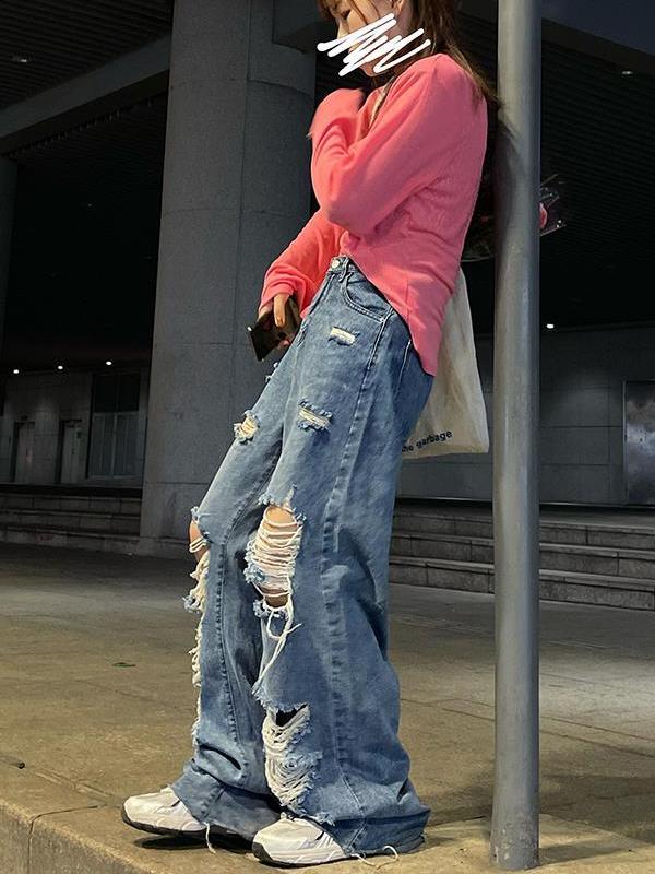 Women's High Waist Ripped baggy Jeans - TWSignificant™