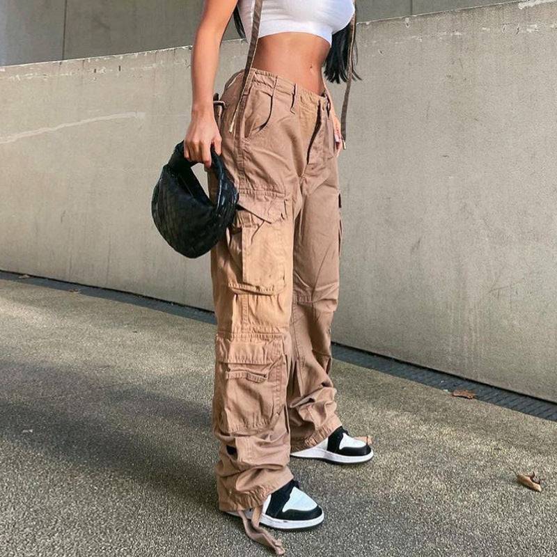 Woman's Cargo Solid Baggy Pants With loose straps - TWSignificant™