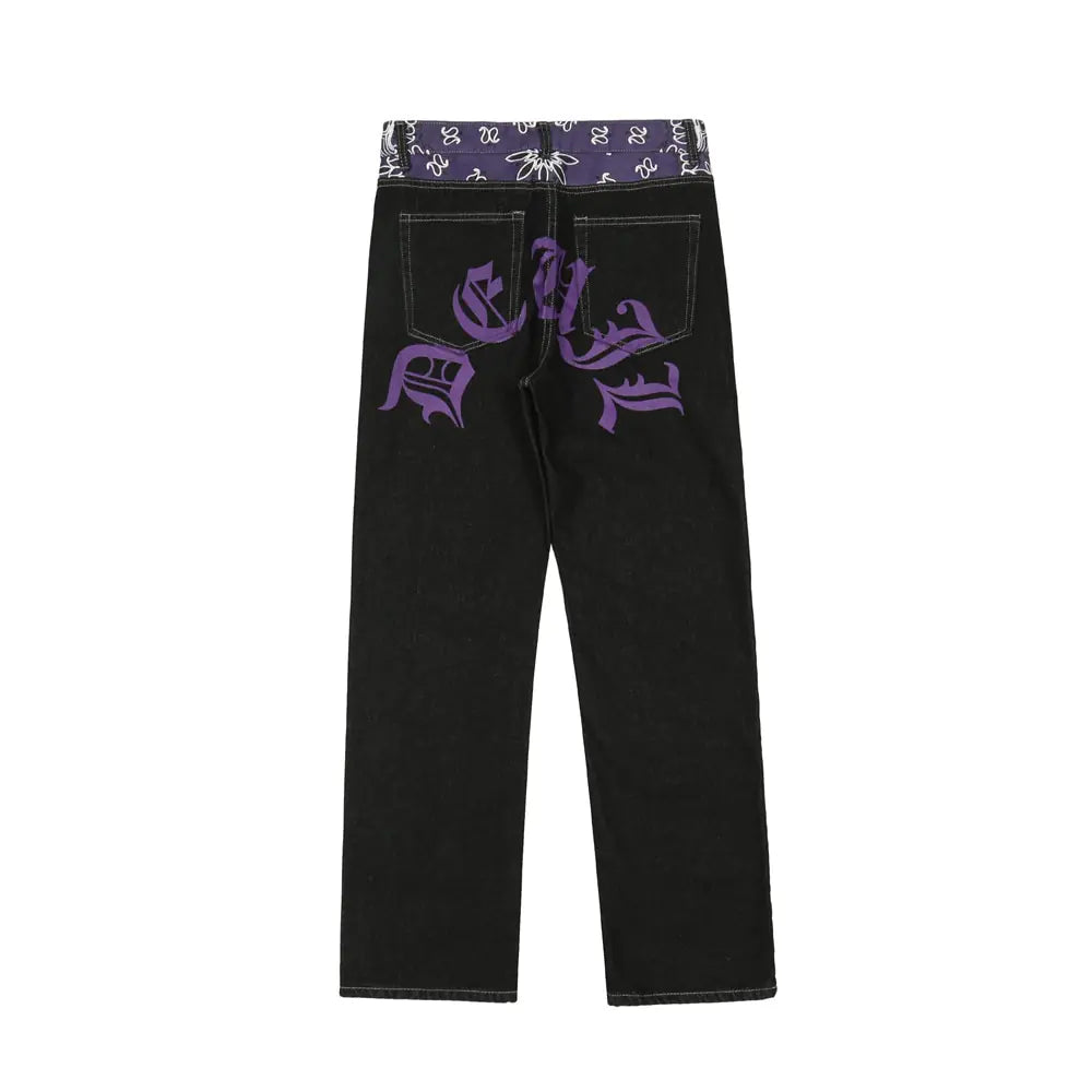 Purple bandana Waist Y2K Streetwear Jeans - TWSignificant™