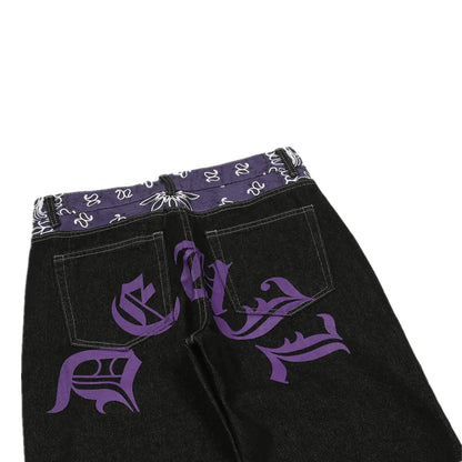 Purple bandana Waist Y2K Streetwear Jeans - TWSignificant™